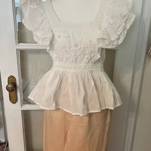 NWOT Massimo Dutti 100% Linen Peach Ankle Pants - Picture 7 of 10